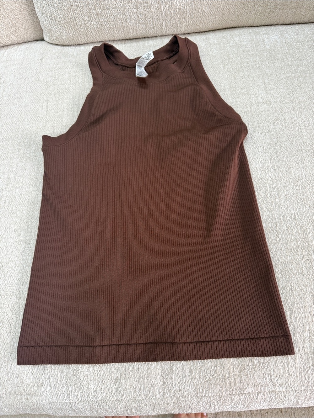 Athleta Ribbed High-Neck Tank Top - Chocolate Brown